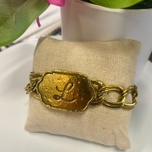 John Wind Gold Initial Bracelet “L”